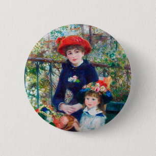 Pierre Auguste Renoir, twee zusters (op de Terras) Ronde Button 5,7 Cm