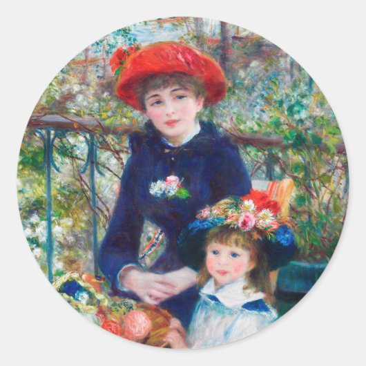 Pierre Auguste Renoir, twee zusters (op de Terras) Ronde Sticker (Voorkant)