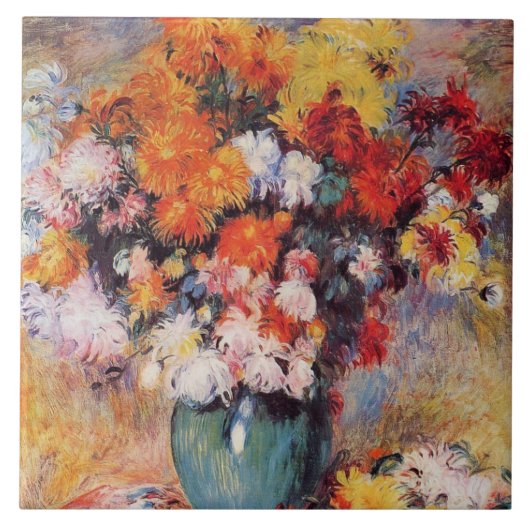 Pierre-Auguste Renoir Vase of Chrysanthemums Tegeltje (Voorkant)