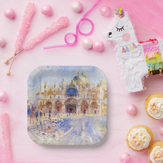 Pierre-Auguste Renoir - Venetië, Piazza San Marco Papieren Bordje (Feest)