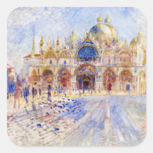 Pierre-Auguste Renoir - Venetië, Piazza San Marco Vierkante Sticker (Voorkant)