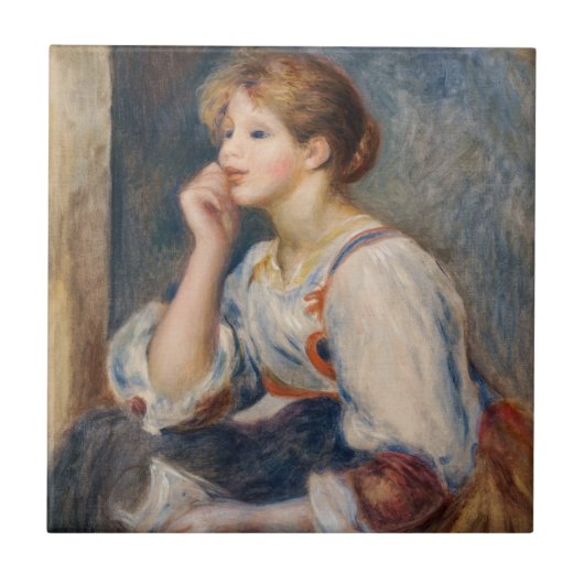 Pierre-Auguste Renoir - Vrouw met een brief Tegeltje (Voorkant)