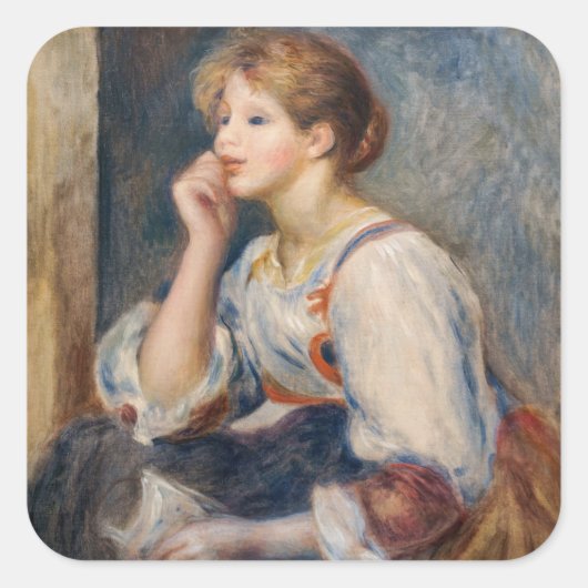 Pierre-Auguste Renoir - Vrouw met een brief Vierkante Sticker (Voorkant)