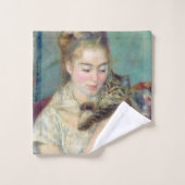 Pierre-Auguste Renoir - Vrouw met een kat Bad Handdoek (Wasdoekje)