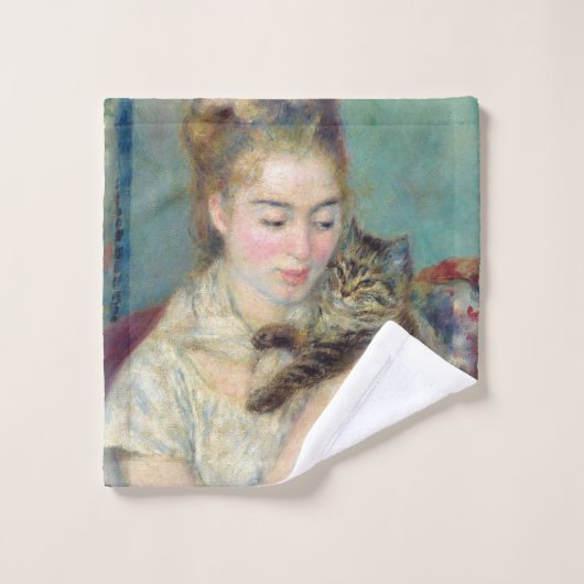 Pierre-Auguste Renoir - Vrouw met een kat Bad Handdoek (Wasdoekje)