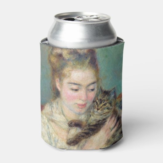 Pierre-Auguste Renoir - Vrouw met een kat Blikjeskoeler (Blikje Voorkant)
