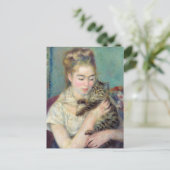 Pierre-Auguste Renoir - Vrouw met een kat Briefkaart (Staand voorkant)