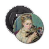 Pierre-Auguste Renoir - Vrouw met een kat Button Flesopener (Voorkant)