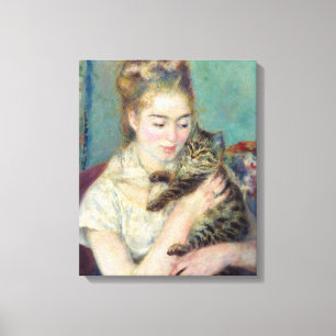 Pierre-Auguste Renoir - Vrouw met een kat Canvas Afdruk