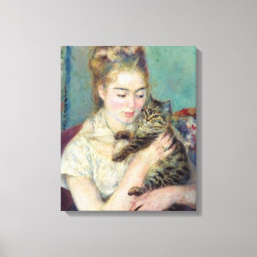 Pierre-Auguste Renoir - Vrouw met een kat Canvas Afdruk (Voorkant)
