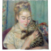 Pierre-Auguste Renoir - Vrouw met een kat Douchegordijn (Voorkant)