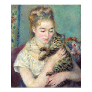 Pierre-Auguste Renoir - Vrouw met een kat Foto Afdruk