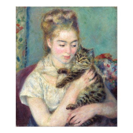 Pierre-Auguste Renoir - Vrouw met een kat Foto Afdruk (Voorkant)