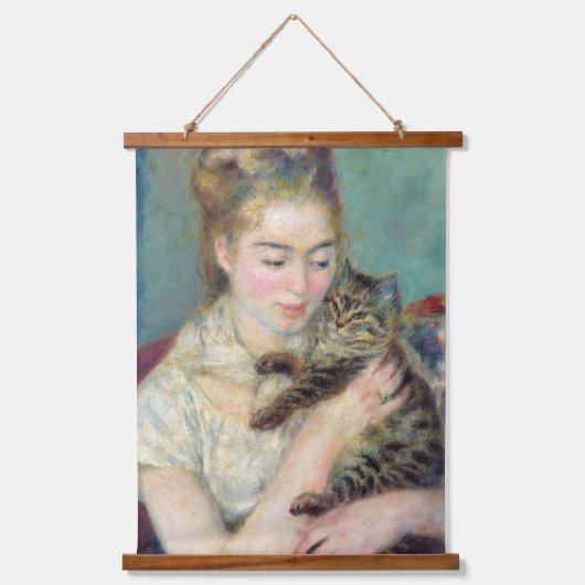 Pierre-Auguste Renoir - Vrouw met een kat Hangend Wandkleed (Voorkant)