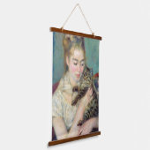 Pierre-Auguste Renoir - Vrouw met een kat Hangend Wandkleed (Gebogen)
