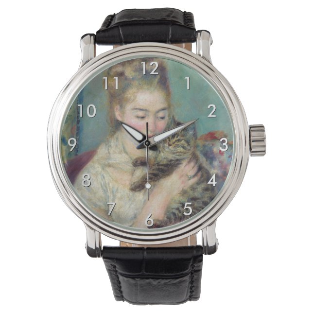 Pierre-Auguste Renoir - Vrouw met een kat Horloge (Voorkant)