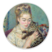 Pierre-Auguste Renoir - Vrouw met een kat Keramische Knop (Voorkant)