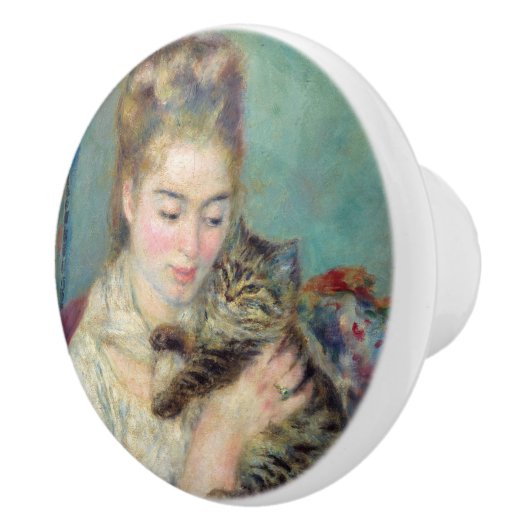 Pierre-Auguste Renoir - Vrouw met een kat Keramische Knop (Rechts)