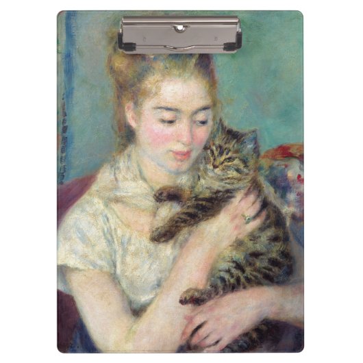 Pierre-Auguste Renoir - Vrouw met een kat Klembord (Voorkant)