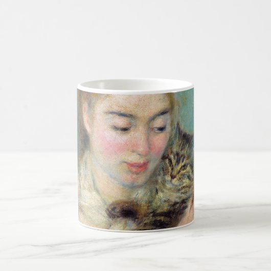 Pierre-Auguste Renoir - Vrouw met een kat Koffiemok (Center)