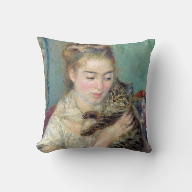 Pierre-Auguste Renoir - Vrouw met een kat Kussen (Voorkant)
