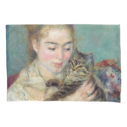 Pierre-Auguste Renoir - Vrouw met een kat Kussensloop (Voorkant)