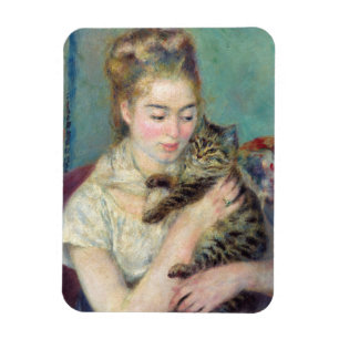 Pierre-Auguste Renoir - Vrouw met een kat Magneet