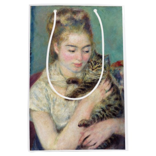 Pierre-Auguste Renoir - Vrouw met een kat Medium Cadeauzakje (Voorkant)