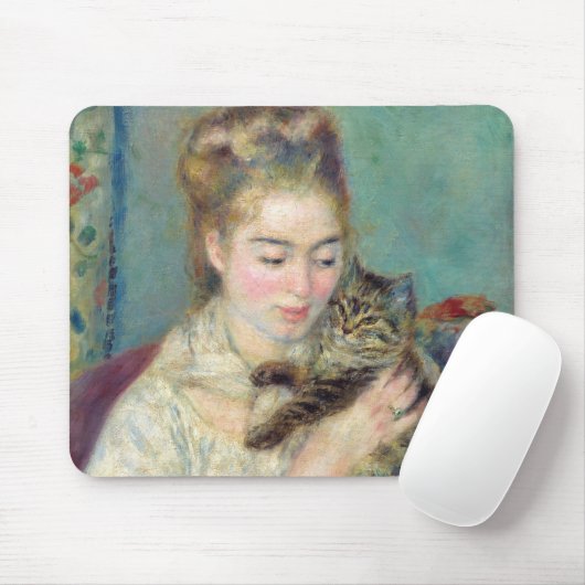 Pierre-Auguste Renoir - Vrouw met een kat Muismat (Met muis)