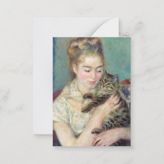 Pierre-Auguste Renoir - Vrouw met een kat Notitiekaartje (Voorkant)
