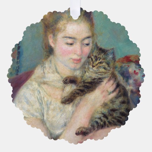 Pierre-Auguste Renoir - Vrouw met een kat Ornament Kaart (Voorkant)