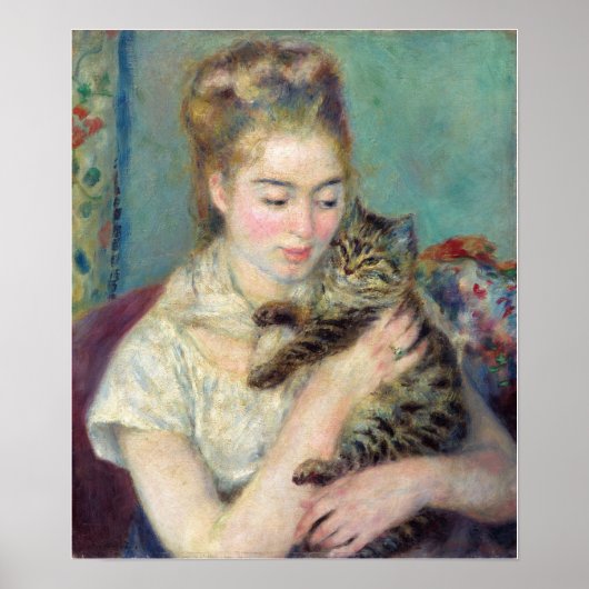 Pierre-Auguste Renoir - Vrouw met een kat Poster (Voorkant)