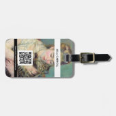 Pierre-Auguste Renoir - Vrouw met een Kat - QR-cod Bagagelabel (Voorkant horizontaal)