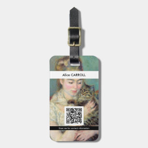 Pierre-Auguste Renoir - Vrouw met een Kat - QR-cod Bagagelabel