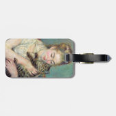 Pierre-Auguste Renoir - Vrouw met een Kat - QR-cod Bagagelabel (Achterkant horizontaal)