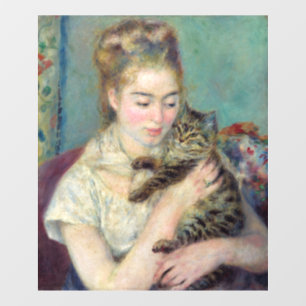 Pierre-Auguste Renoir - Vrouw met een kat Raamsticker