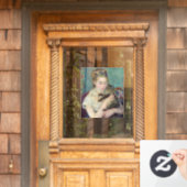 Pierre-Auguste Renoir - Vrouw met een kat Raamsticker (Huis Deur)