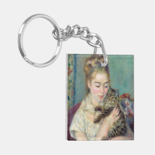 Pierre-Auguste Renoir - Vrouw met een kat Sleutelhanger (Voorkant Links)
