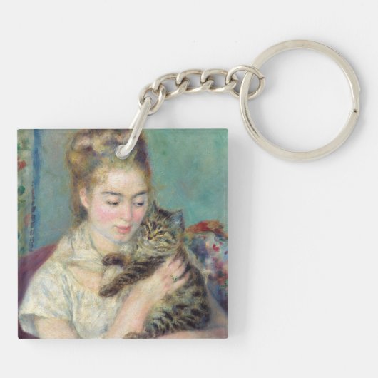 Pierre-Auguste Renoir - Vrouw met een kat Sleutelhanger (Achterkant)