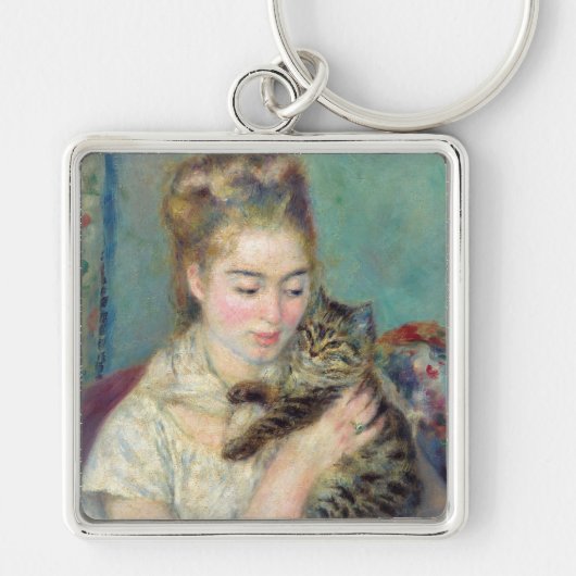 Pierre-Auguste Renoir - Vrouw met een kat Sleutelhanger (Voorkant)