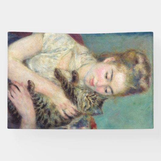 Pierre-Auguste Renoir - Vrouw met een kat Spandoek (Horizontaal)