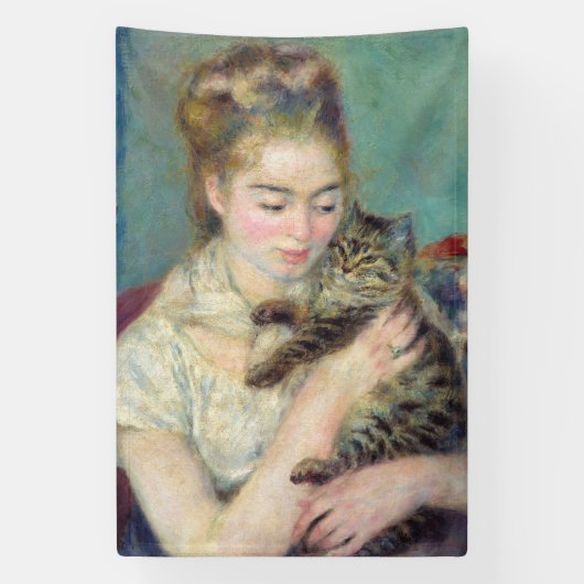 Pierre-Auguste Renoir - Vrouw met een kat Spandoek (Verticaal)