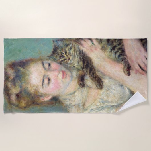 Pierre-Auguste Renoir - Vrouw met een kat Strandlaken (Voorkant)