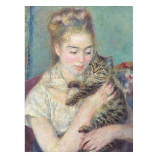 Pierre-Auguste Renoir - Vrouw met een kat Tafelkleed (Voorkant)