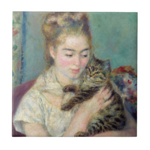 Pierre-Auguste Renoir - Vrouw met een kat Tegeltje