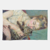 Pierre-Auguste Renoir - Vrouw met een kat Theedoek (Horizontaal)