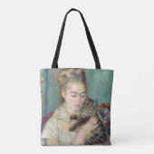 Pierre-Auguste Renoir - Vrouw met een kat Tote Bag (Achterkant)