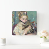 Pierre-Auguste Renoir - Vrouw met een kat Vierkante Klok (Huis)