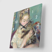 Pierre-Auguste Renoir - Vrouw met een kat Vierkante Klok (Hoek)