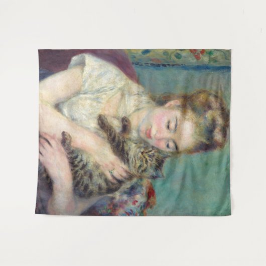 Pierre-Auguste Renoir - Vrouw met een kat Wandkleed (Voorkant (horizontaal))